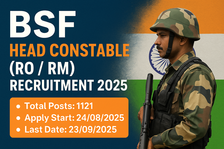 BSF Head Constable RO / RM Recruitment 2025 | Apply Online for 1121 Posts