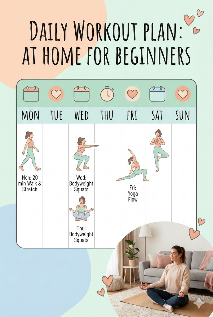 daily workout plan at home for beginners women